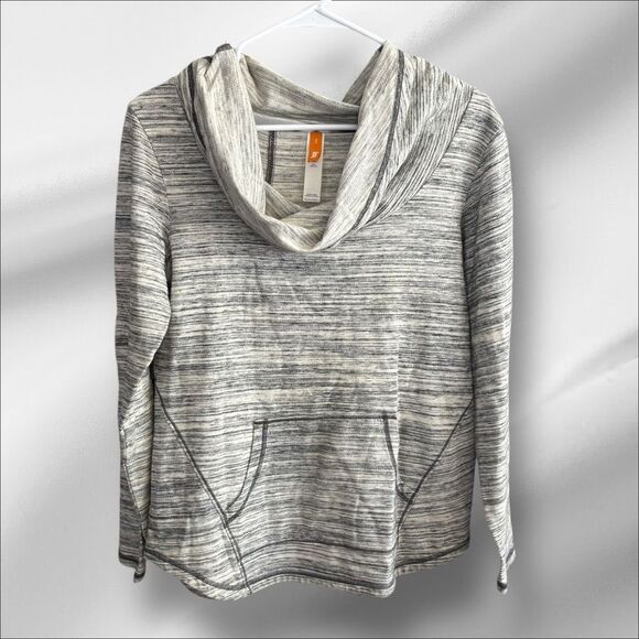 LUCY size small Gray Striped Cowl Neck Sweater gorpcore hiking outdoor yoga - Picture 1 of 5